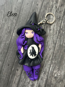 Petite sorcière ... Elsa… porte clé bijou de sac (violet)
