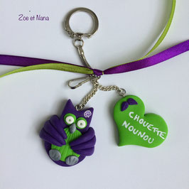 Chouette Nounou... violet & vert... (ref. VV)