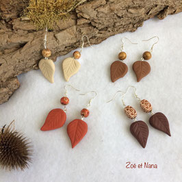 Boucles d'oreilles feuilles Natura Terracotta perle