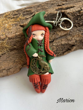 Petite sorcière ... Marion … porte clé bijou de sac (vert)