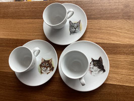 3er Set Tassen Katzen