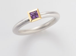 COCKTAILRING, Amethyst - oder Stein nach Wahl - 3,5 x 3,5 mm Princess Cut