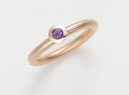 COCKTAILRING 18kt Rotgold mit Amethyst oder Rhodolith, rund 3,5 mm