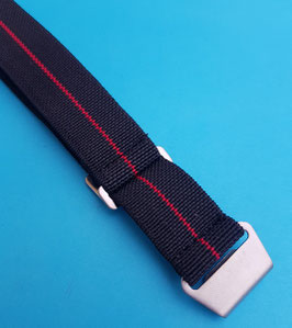 Parachute elastic Nato Strap  schwarz # roter Streifen