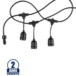 Lichterkette Schwarz mit E27 Fassung 10 Stk. 5,8 Meter IP65