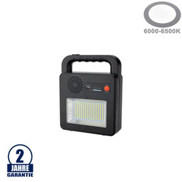 LED Solar-Fluter u. Bluetooth Lautsprecher mit Powerbankfunktion 3,7V 6Ah Schwarz