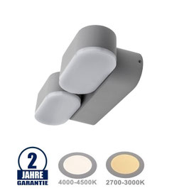 12W LED Wandleuchte Schwenkbar 2-fach Grau IP54 Neutralweiß