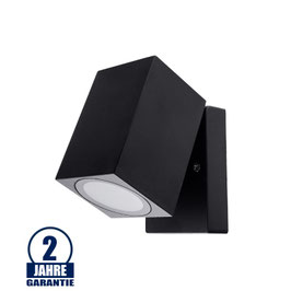 Wandlampe mit GU10 Fassung 1-fach Quader Schwenkbar Schwarz IP44