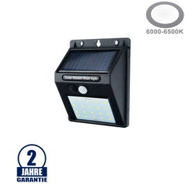 0,75W LED Solar Wandleuchte mit PIR Sensor Schwarz IP54 Kaltweiß