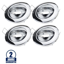 4 Stück Package Einbaurahmen für LED MR16/GU10 Rund Schwenkbar Chrom