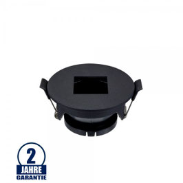 Einbaurahmen für LED GU10 Rund mit quad. Lichtauslass Schwarz