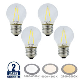 4 Stück: 2W FILAMENT E27 G45 200 Lumen