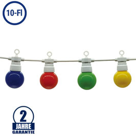 LED Party-Lichterkette Bunt 10-flammig Weiß 8 Meter IP65