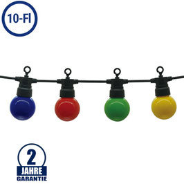 LED Party-Lichterkette Bunt 10-flammig Schwarz 8 Meter IP65