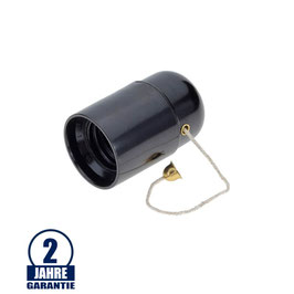 E27 Fassung schwarz mit Zugschalter