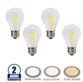 4 Stück Package 5W Filament LED Warmweiss