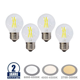 4 Stück: 4W LED Filament, diverse Farben