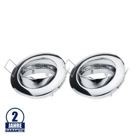 2 Stück Package Einbaurahmen für LED MR16/GU10 Rund Schwenkbar Chrom