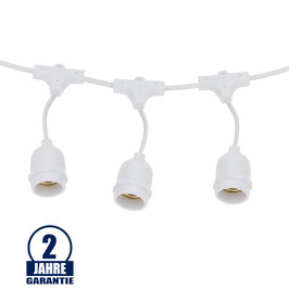 Lichterkette Weiß mit E27 Fassung 15 Stk. 14 Meter IP65