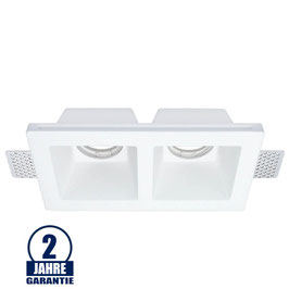 Einbaurahmen Trimless für LED GU10 Quadratisch 2-fach Weiß