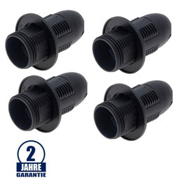 4 Stück: E14 Fassung schwarz Kunststoff inkl. Ring