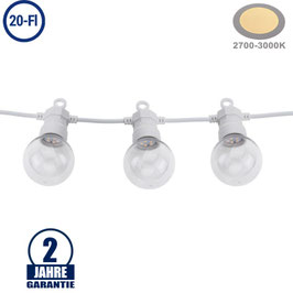 Lichterkette Weiß inkl. Birnen Warmweiß 20Stk. 13 Meter IP65