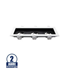 Einbaurahmen Alu für LED GU10 Rechteckig inkl. Fassung 3-fach Weiß/Schwarz