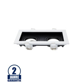 Einbaurahmen Alu für LED GU10 Rechteckig inkl. Fassung 2-fach Weiß/Schwarz