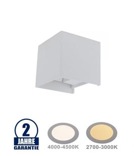 12W LED Wandleuchte Würfel Up and Down Weiß IP54, diverse Lichtfarben