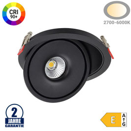 15W LED Einbaustrahler schwenkbar Schwarz CRI90+ CCT