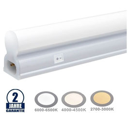 12W LED Röhre T5 mit Kunststoffgehäuse und Schalter 87CM, 230V, diverse Farben