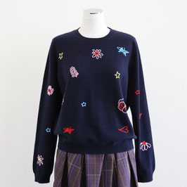 JUMPER1234 FLORAL TRIBUTE SWEATER NAVY