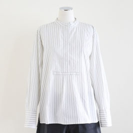 Kristensen Du Nord Striped Silk Cotton Tux Shirt Natural