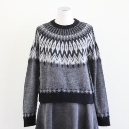 roberto collina F23001 JACQUARD CROPPED SWEATER GREY