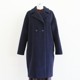 HARRIS WHARF LONDON Dropped Shoulder Coat Boucle Navy Blue