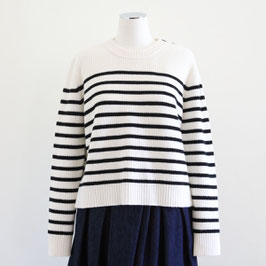 roberto collina F18001 BORDER RIB SWEATER WHITE