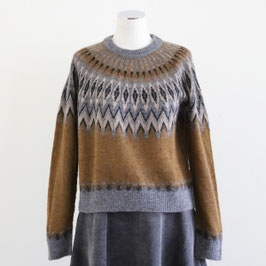 roberto collina F23001 JACQUARD CROPPED SWEATER CAMEL