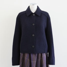 HARRIS WHARF LONDON Cropped Coach Jacket Boiled Wool Navy Blue