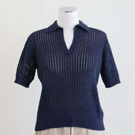 roberto collina B20124 POLO NET SWEATER NAVY