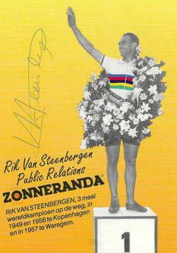 VAN STEENBERGEN RIK, Genuine Hand Signed Autograph Card 10,5x15cm, WORLD CHAMPION 1949, 1956, 1957