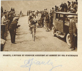 FRANTZ NICOLAS, Genuine Hand Signed Autograph Newspaper Slip 11x10cm, TOUR DE FRANCE WINNER 1927, 1928!