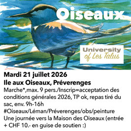 UNItalus, UN JOUR  Mardi 21 juillet 2026, Oiseaux