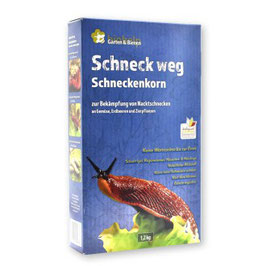 SCHNECK WEG - SCHNECKENKORN 1,2 Kilo Packung - Molluskizid gegen Nacktschnecken, Eisen III-Phosphat  Pfl.Reg.Nr.2605-905