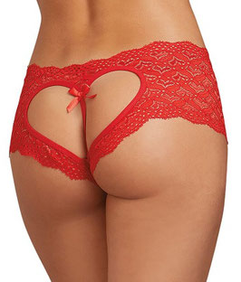 Dream Girl Red Open Crotch Heart Cut Out Panty