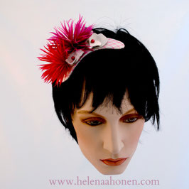 Fascinator Magenta - Silbergrau