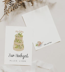 Postkarte 'Hochzeit - Torte'