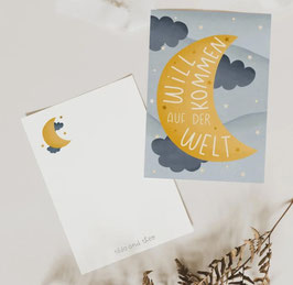 Postkarte 'Willkommen auf der Welt - Mond'