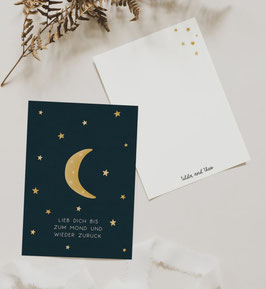 Postkarte 'Lieb dich bis zum Mond'