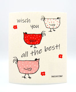 Owoschfetzn Henne Berta "wisch you all the best" rot