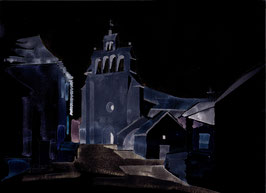Eglise en Lozère de nuit